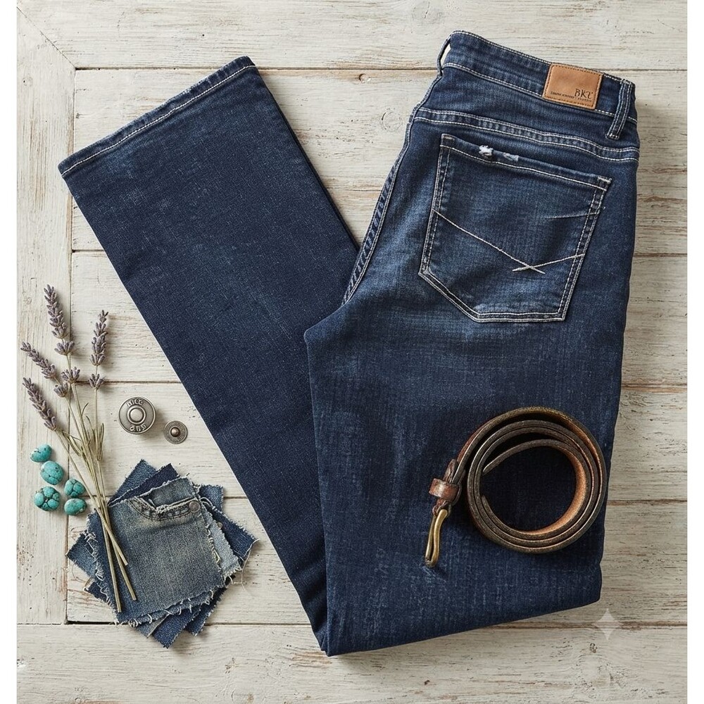 BKE Stella Women’s 34x31.5 Mid Rise Slim Fit Bootcut Jeans Dark Wash Denim